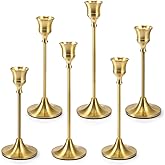 Vindar Candlestick Holders Taper Candle Holders - Set of 6 Gold Candle Sticks Holder Decorative for Dining Room, Centerpiece, Table, Wedding, Mantel, Candlelight Dinner, Party