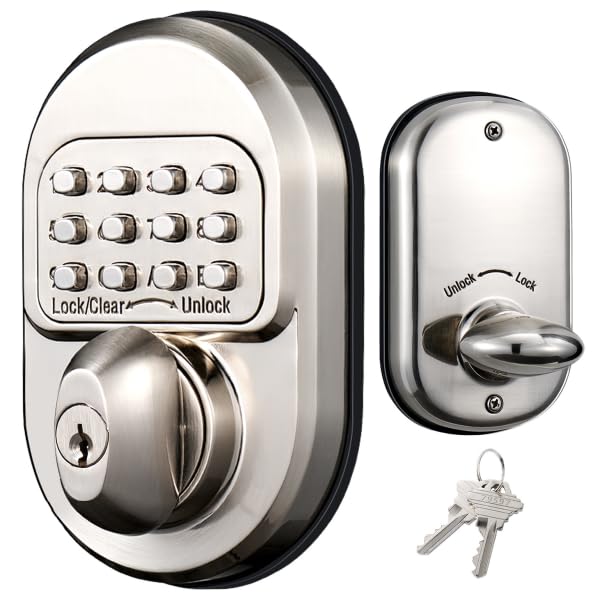 Photo 1 of Keyless Entry Keypad Deadbolt Door Lock, Sabbath Lock Zinc Alloy Commercial Grade 1 Rekeyable 100% Mechanical Shabbos Lock- No Risk of Low Power, Compatible W/ SC1 & KW1 Keyways - Round Style