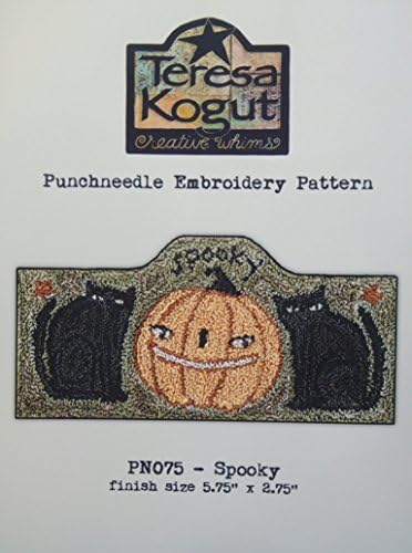 Spooky Black Cat Jack O Lantern Halloween PN075 Punchneedle Punch Needle Embroidery Teresa Kogut Pattern