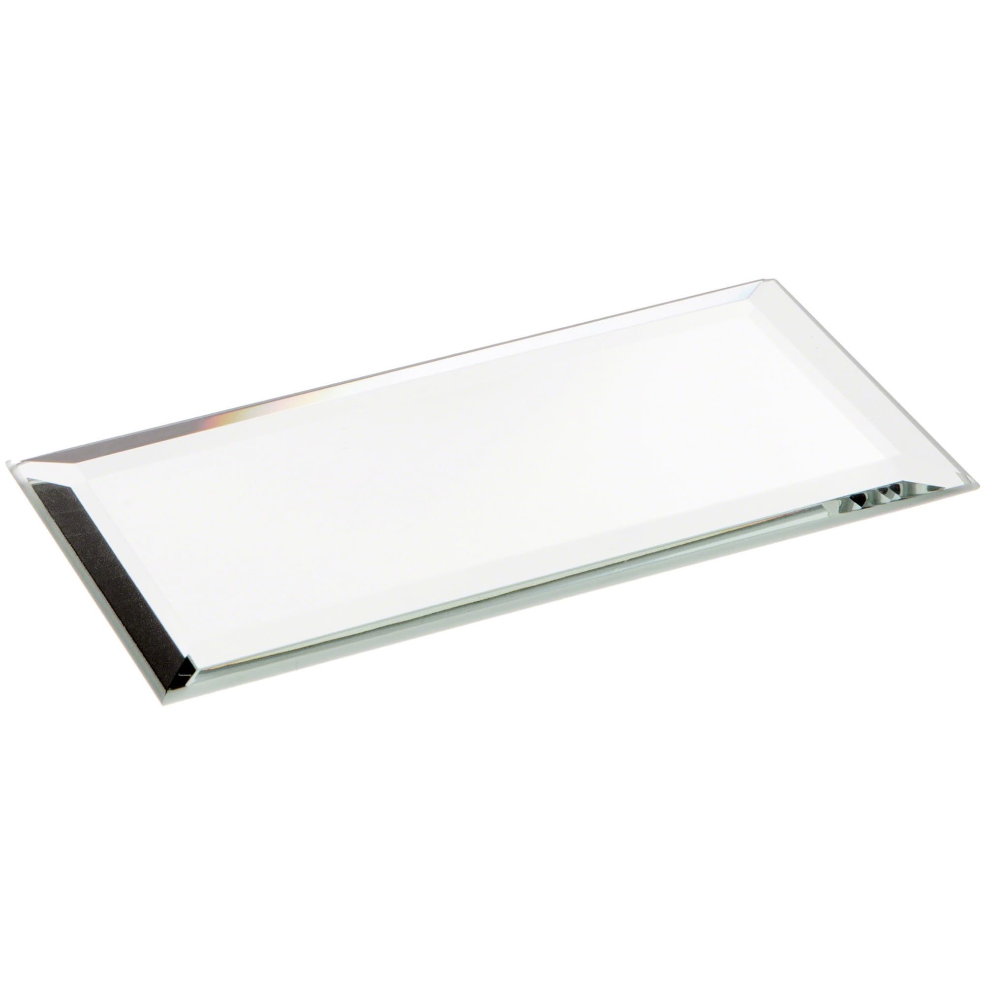 Plymor 2" x 4" Rectangle, 3mm Thick Beveled Glass Mirror, Pack of 6