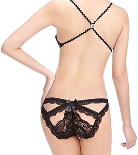 Ownmagi Women's Sexy Panties V-string Briefs Lace Knickers Lingerie Underwear(FBABKS)