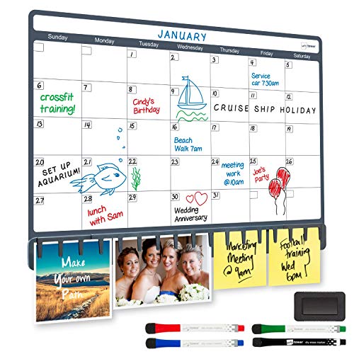 NoteTower - First Ever Magnetic Refrigerator Calendar Whiteboard with Paper Holder - Includes 4 Dry Erase Markers & Eraser - Stain Resistant Technology (Best Science Fair Ideas Ever)