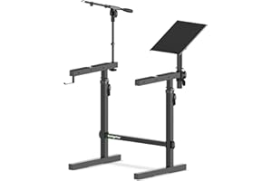 NiuNyuNeu Multi-Functional Keyboard Stand Heavy Duty Piano Stand with Microphone Stand and Laptop Stand