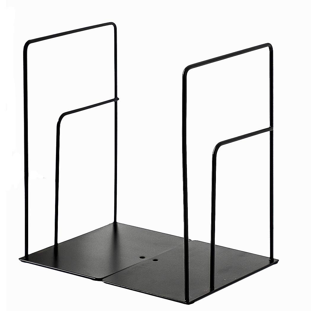 SIPLIV Minimalist Style Bookends Metal Adjustable Books Holder Stand Book Rack Desk Bookend - Rectangle, Black