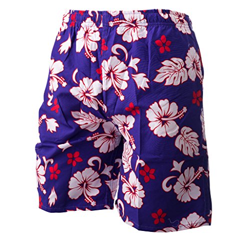 Fun Basics Mens Cool Design Lightweight Bathing Suit (RUNS SMALL)(Purple Flower) XL