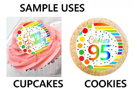 CakeSupplyShop Item#RE-006 Happy 6th Birthday 2inch Rainbow Edible Cupcake / Cookie Frosting Image Toppers -12ct