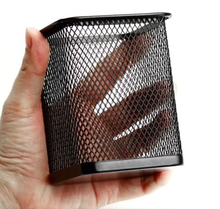 Pen Holder Cube Wire Metal Desk Pen Holder Square Metal Pen Case and Pen Holder for Office School Home Black