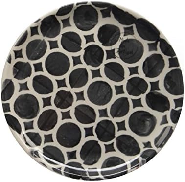 By Kaemingk Basic Luxury Decorative White Circles on Black Round Terracotta Dessert Salad Plate 6.5"