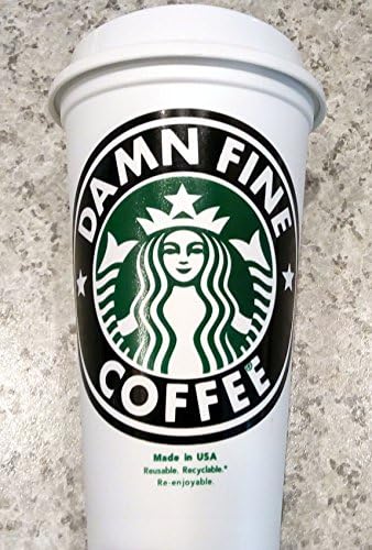 Twin Peaks Double R Diner Damn Fine Coffee Starbuck's 16 oz Reusable Travel Cup Lid in Glitter