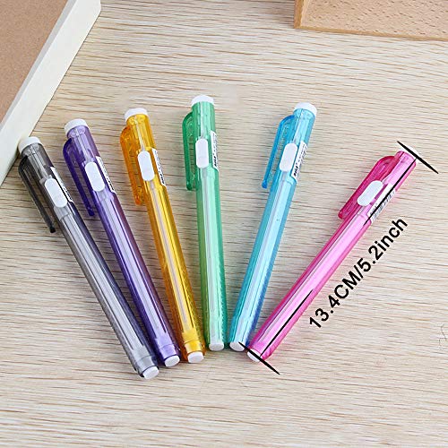 Faxco 6 Pcs Colorful Pen Like Erasers,Retractable Rubber Pen,Cute Pencil Creative Stationery for Kids