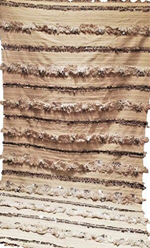 Moroccan Wedding Blanket with Sequins (8'5" x 4'8") Boho Chic Handmade Vintage Heirloom [SHIPS FROM WITHIN USA]