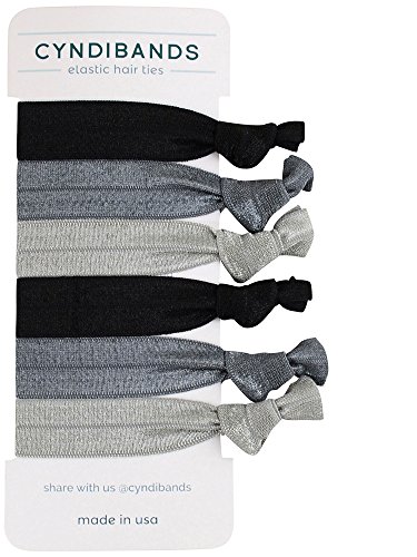 Black grey silver knotted hair ties 6 pack by cyndiband…