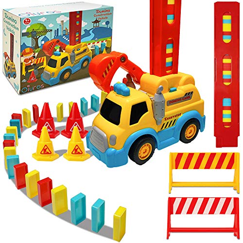 Domino Train, Domino Blocks Set, Domino Construction Vehicle Toys, Building and Stacking Toy Blocks Domino Set for 3-7 Year Old Toys, Boys Girls Creative Gifts for Kids