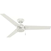Hunter 52 inch Outdoor or Indoor Ceiling Fan No Light - White Ceiling Fan without Light, For Patio, Porch, Garage, or Living 