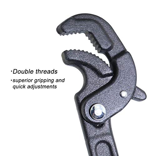 Boeray 2 Pack Adjustable Wrench Quick Multi-function Self-Adjusting Spanner Power Grip Pipe Wrench 0.6"-2.4"/14mm-60mm - Thumbnail 4
