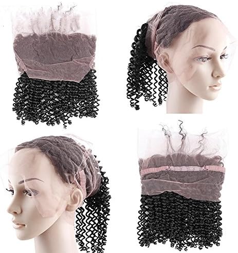 LMHair Curly Wave 360 Frontal Lace Closure Free Part Brazilian Virgin Remy Human Hair 100% Unprocessed Natural Color for Black Women(18 Inches)