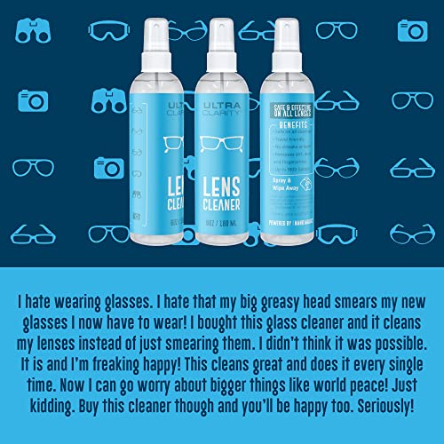 Ultra Clarity Eyeglass Lens Cleaning Spray 6 oz 3Pack, Glasses, Phone & Electronic Screens