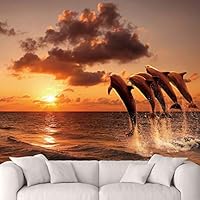 Wall Mural Beach and Blue Sea View Removable Self-Adhesive Wallpaper Wall Decoration for Bedroom Living Room - 66x96 inches