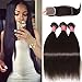 Nadula Hair 12A Brazilian Straight Hair 3 Bundles with Free Part Lace Closure, 100% Unprocessed Virgin Remy Human Hair Wefts Extensions Natural Color (8 10 12+10Closure)