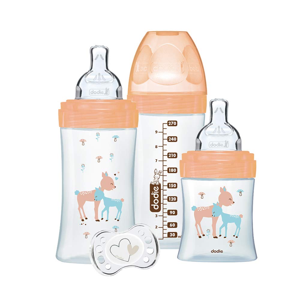 Dodie Sensation+ Baby Bottle Set Glass Stag Cow Beige