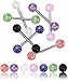 14g 5/8" 316L Surgical Steel Ultra Glitter Tongue or Nipple Ring Piercing Barbell *Choose Color*
