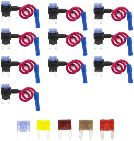 Gadgeter 10pcs 12v Car Add-A-Circuit Fuse TAP Adapter Mini ATM APM Blade Fuse Holder With UL Certified LITTELFUSE Mini Blade Fuse