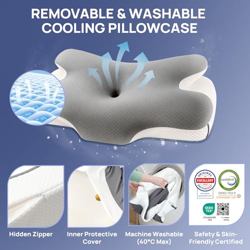 MULISOFT Memory Foam Pillow, Comfortable Pillow, Supportive Neck pillow, Ergonomic side sleeper pillow (GREY)