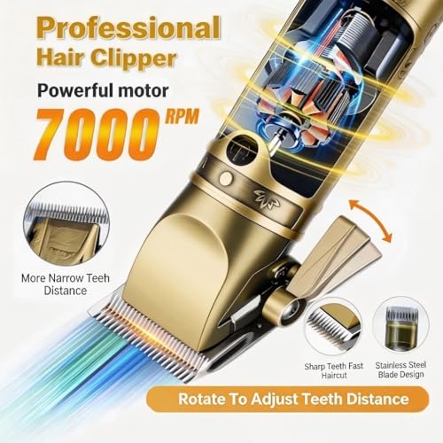 Hair Clippers for Men Professional, T-Blade Trimmer, Nose Hair Trimmer, Electric Foil Shaver Barber Clippers Metal Hair Clippers Cutting Grooming Kit with Long Battery Life for Family Barber Use
