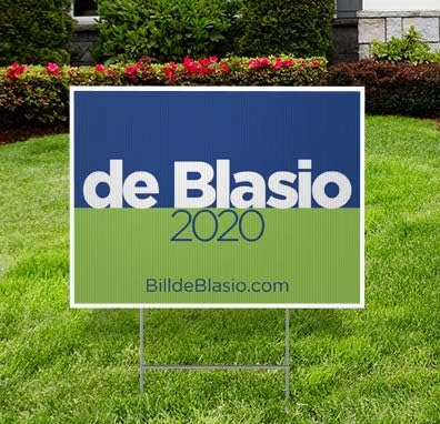 Bill de Blasio for President 2020 Elections Political Campaign Yard Sign w/Ground Stake- 18" x 24", Double-Sided