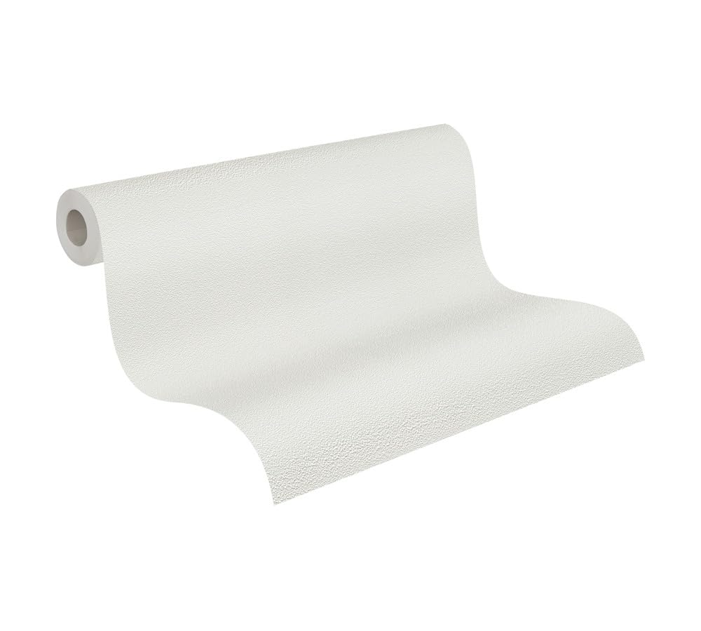 A.S. Création Paintable Non-Woven Wallpaper Meistervlies Structure Wallpaper 10.05 m x 53 cm White Made in Germany 103819 1038-19