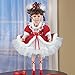 Collections Etc Women's Nancy Red Dress Porcelain Ballerina Doll with Curly Brown Hair