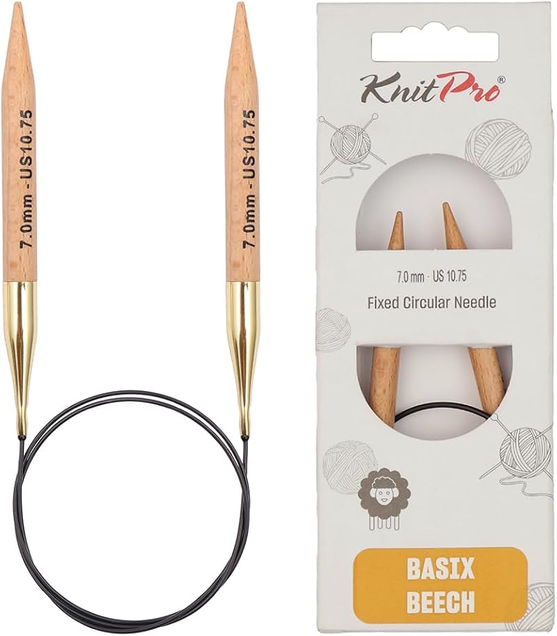 KnitPro Basix Beech Fixed Circular Needles 32" 80cm 7.00mm