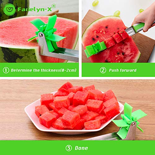 image for 2 Packs Watermelon Windmill Cutter Slicer with 2 in 1 Melon Baller & F