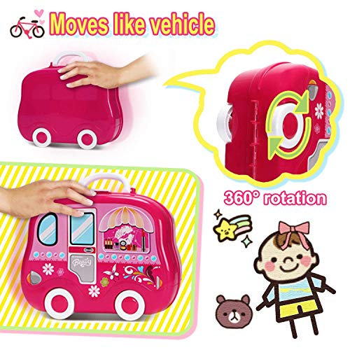 Candice's Sweet Pretend Play Vanity Case Fashion Beauty Salon Cosmetic Palette with Hair Dryer Mirror Scissors Hair Brush For Little Girls Toddler 20 Pcs - Thumbnail 5