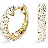 Fully Iced Cz Honey Comb Flower Set Men's Women 3D Gold Hoops Cartilage Cuff Yellow Gold Plated 925 Sterling Silver Ice Out Unisex Huggie Hoop Earrings For Men Jewelry Gifts For Dad Fathers