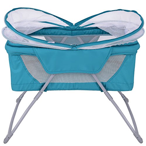 Costzon Baby Bassinet, Lightweight Foldable Rocking Bed with Mosquito Net & Carrying Bag (Green)