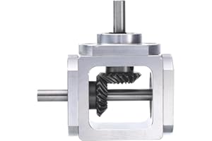 Juinrinet Gear-Box 90 Degree Right Angle Bevel Gear-Box 1:1 Single Output Shaft 1 Module 20 Teeth Bevel Gear Aluminum Frame
