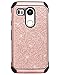 BENTOBEN Nexus 5X Case, LG Nexus 5X Case, Shockproof 2 in 1 Luxury Glitter Bling Hybrid Slim Hard Covers Sparkly Shiny Faux Leather Chrome Protective Case for LG Google Nexus 5X (2015), Rose Gold