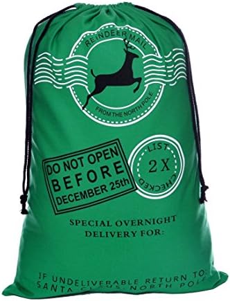 Professional Santa Bag Christmas Bag VANORIG Cute Christmas Gift Bag Santa Sack ,Pack of 1 (Green HK-12)