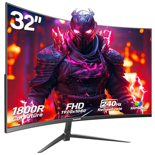 Gawfolk Gaming Monitor 32 Zoll Curved, 240Hz PC Bildschirm Full HD 1080P