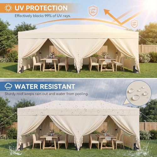 Aoxun 10x20ft Heavy Duty Pop Up Canopy Tent with 6 Mesh Sidewalls, Waterproof Gazebo for Parties and Camping image 22
