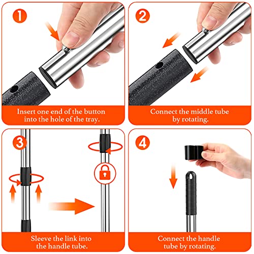 FAVOR MOVE Dog Pooper Scooper, 3 Pack Metal Pet Poop Extra Large Tray, Rake and Spade Set with Adjustable Long Handle for Large and Small Dogs Waste Removal Scooper, Great for Lawns, Grass, Gravel