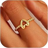 GWH Gold Initial Rings for Women Non Tarnish 14K Gold Plated Vintage Heart Thumb Rings Personalized Carved Letter Statement Stackable Rings Size 6-10 Jewelry Gifts