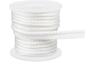 BENECREAT 10 Yard White Piping Cord Trim, 3/8 inch, Polyester Satin Bias Piping Tape, Twist Lip Cord Trim, Upholstery Edge Sewing Piping for Sewing