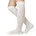 Cozy Design Women's Chevron Pattern Knee High Lace Trim Boot Socks
