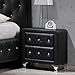 Baxton Studio Stella Upholstered Modern Nightstand, 20.25 in x 16 in x 23.75 in, Black
