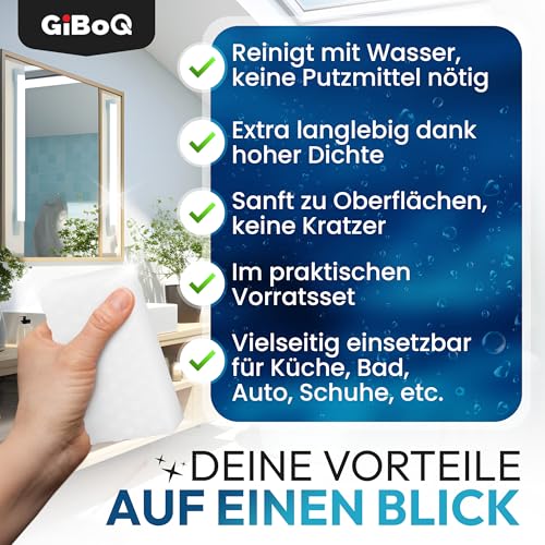 GiBoQ Premium Extra Tight Dirt Eraser Sponge - Pack of 20 Eraser Sponges & Magic Sponge - For Kitchen, Bathroom, Shoes, Car & White Walls - 2X Stronger