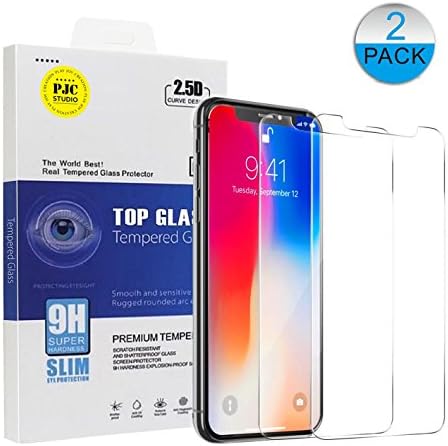 (2-pack) PJC STUDIO iPhone X Ultra-Clear Ballistic Tempered Glass Anti-Glare 2.5D Curve Edge Protector 9H Hardness Anti-Shatter Anti-Scratch Anti-Fingerprint [Case Friendly] (iPhoneX 2017)