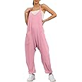 Trendy Queen Jumpsuits for Women Casual Summer Onesie Rompers Sleeveless Loose Baggy Overalls Jumpers