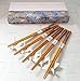 Happy Sales 5 Pairs White Crane Rests and Sashiko Design Chopsticks